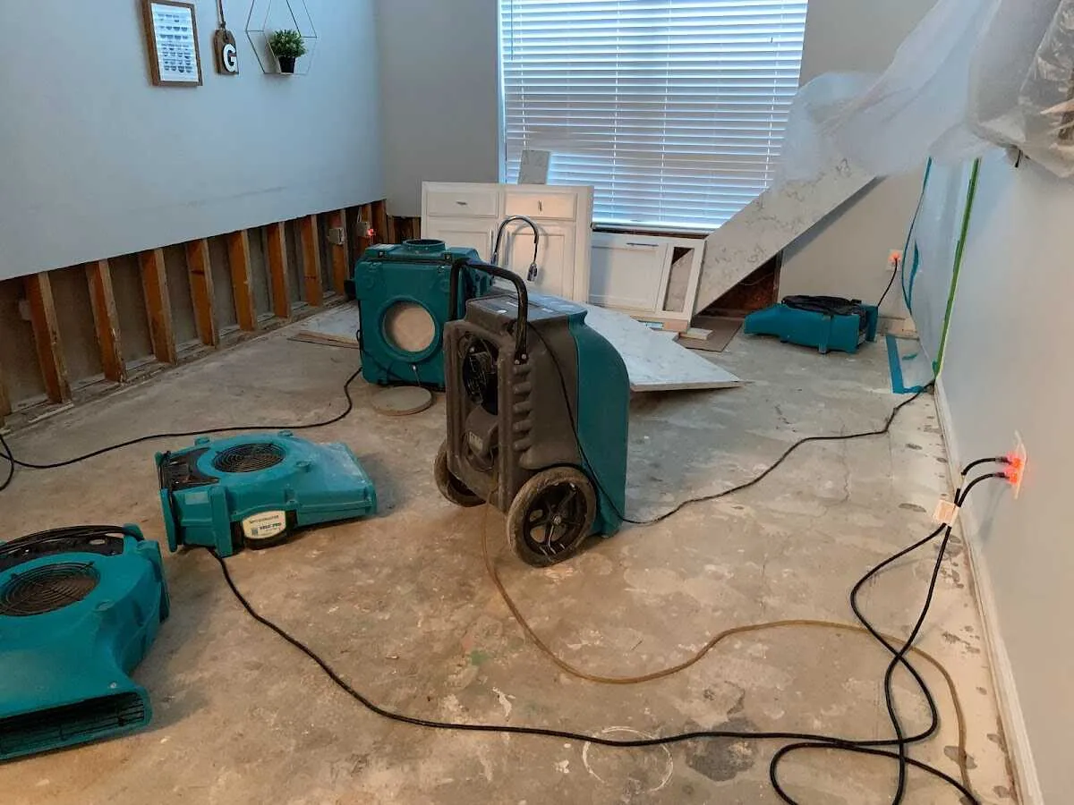 Dehumidifier in flood-cut room for Water Extraction & Removal in Hollis